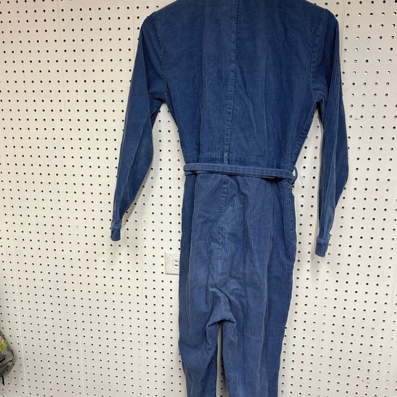 Just Female Harlow Courduroy Blue Jumpsuit with Waist Tie - Picture 7 of 7